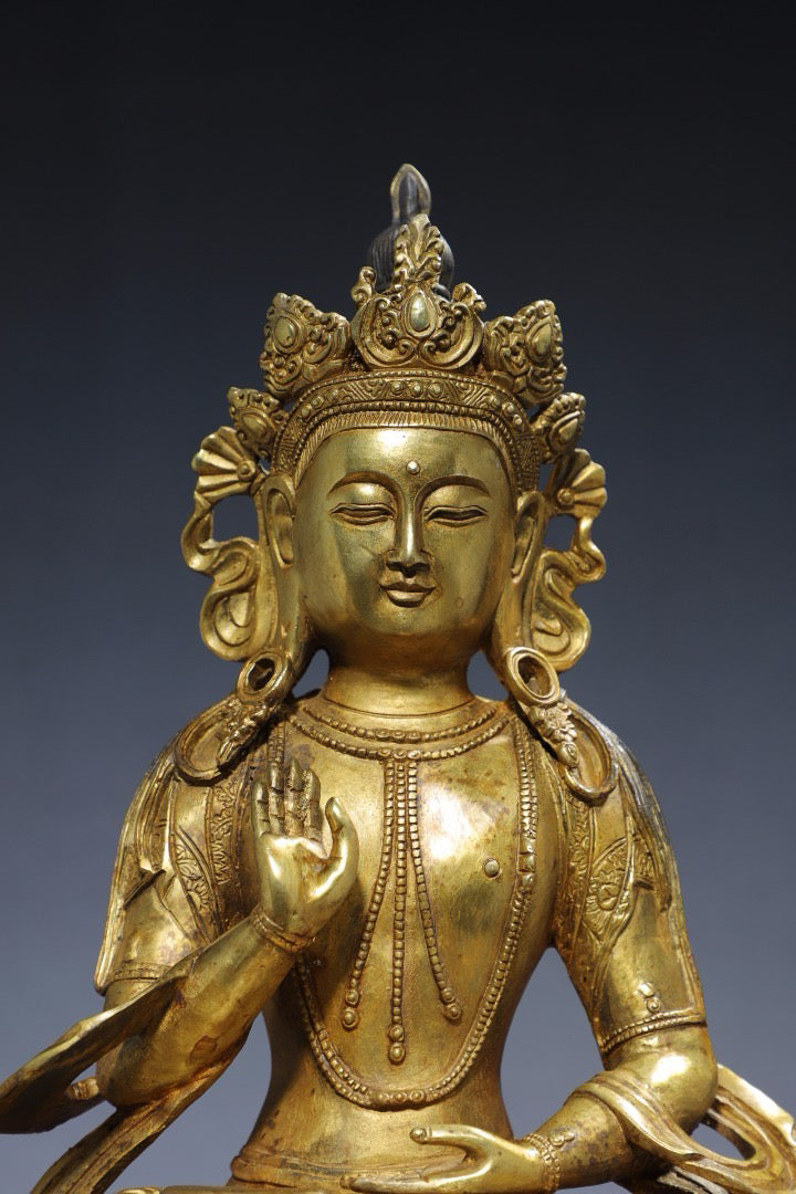 Chinese antique pure copper Guanyin Buddha statue