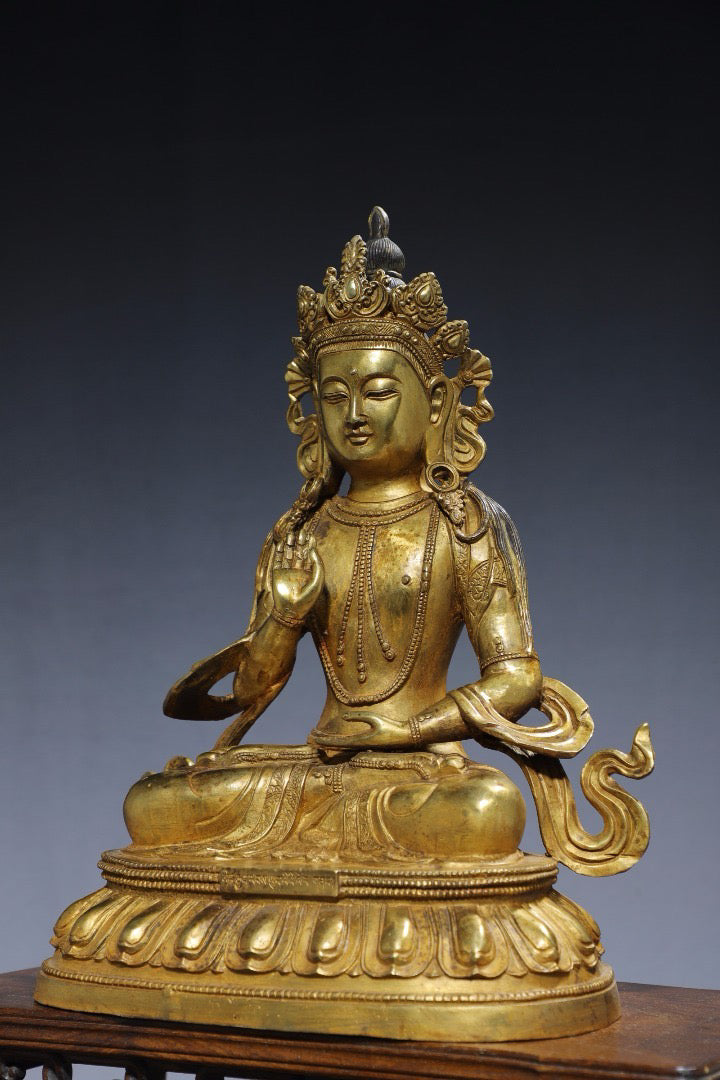 Chinese antique pure copper Guanyin Buddha statue