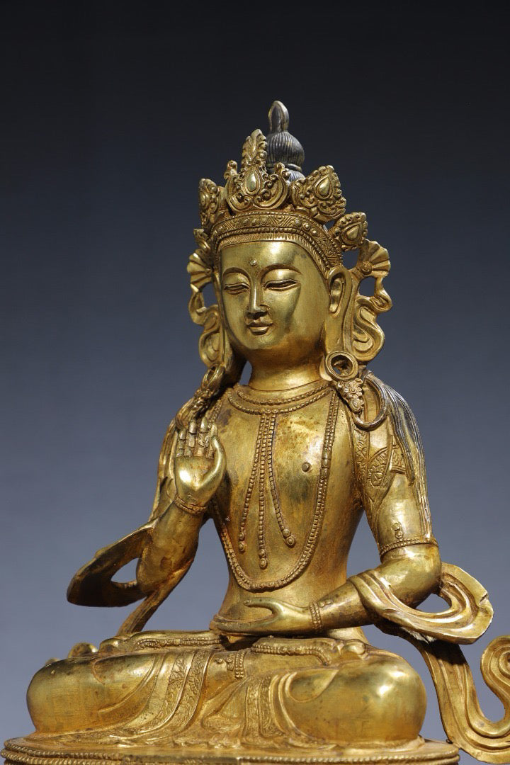 Chinese antique pure copper Guanyin Buddha statue