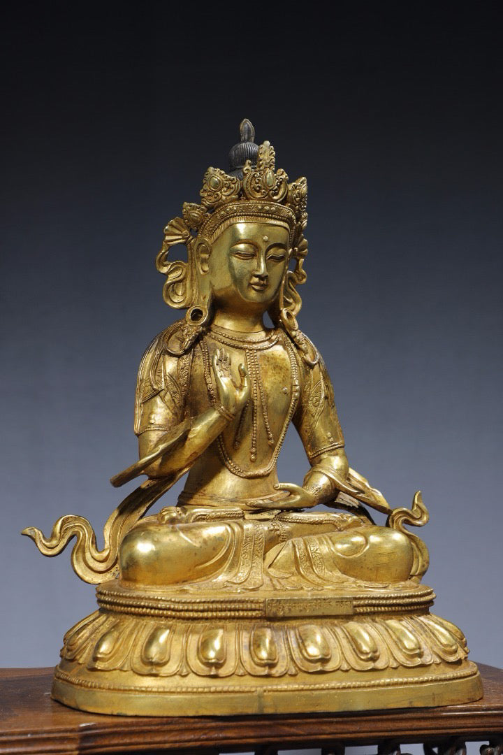 Chinese antique pure copper Guanyin Buddha statue