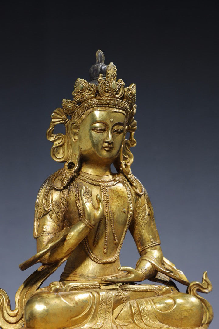 Chinese antique pure copper Guanyin Buddha statue