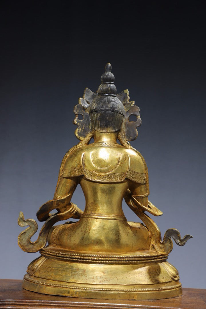 Chinese antique pure copper Guanyin Buddha statue