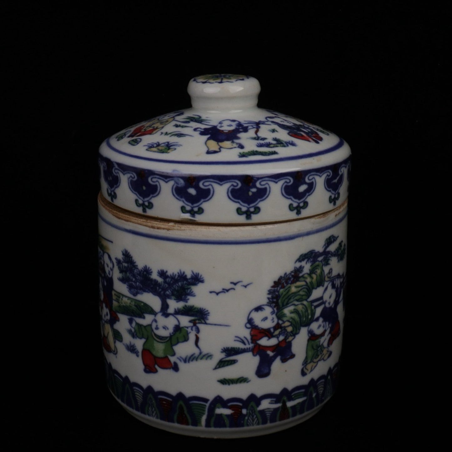 Colorful character stories with lidded jars