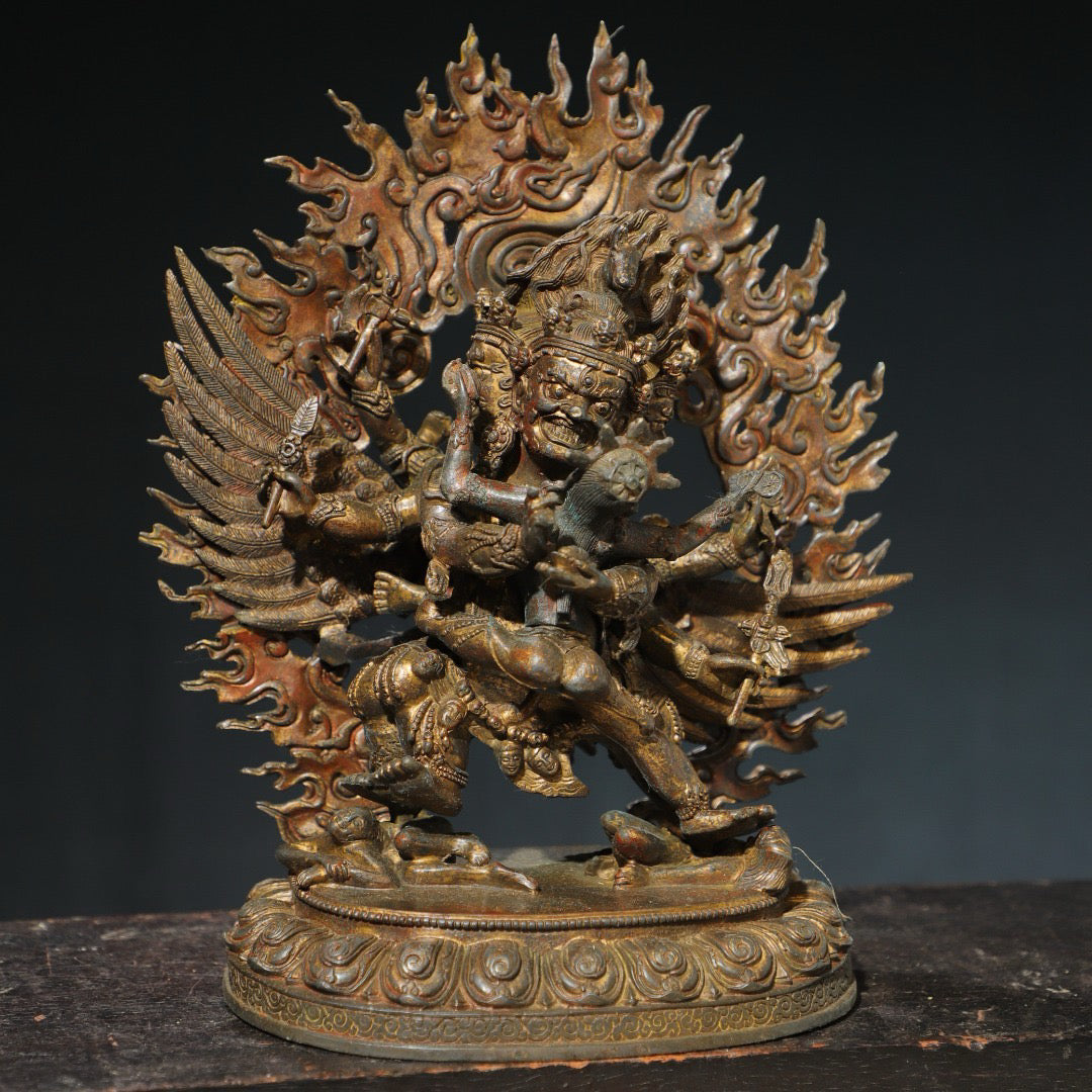 Chinese antique pure copper [Horse Head Vajra] Buddha statue