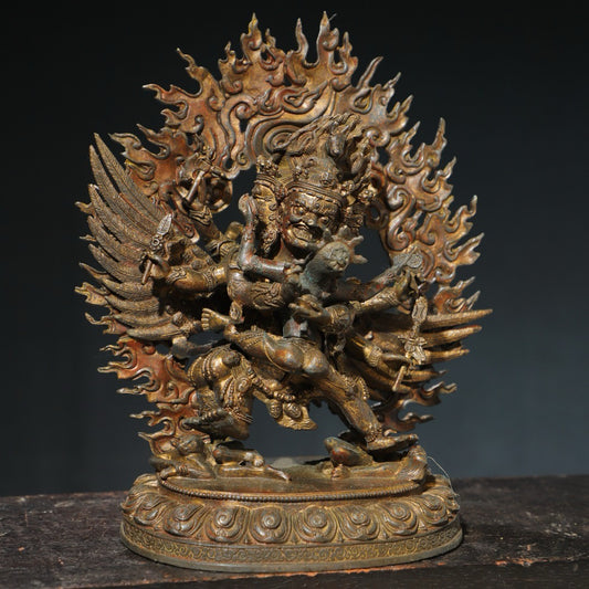 Chinese antique pure copper [Horse Head Vajra] Buddha statue