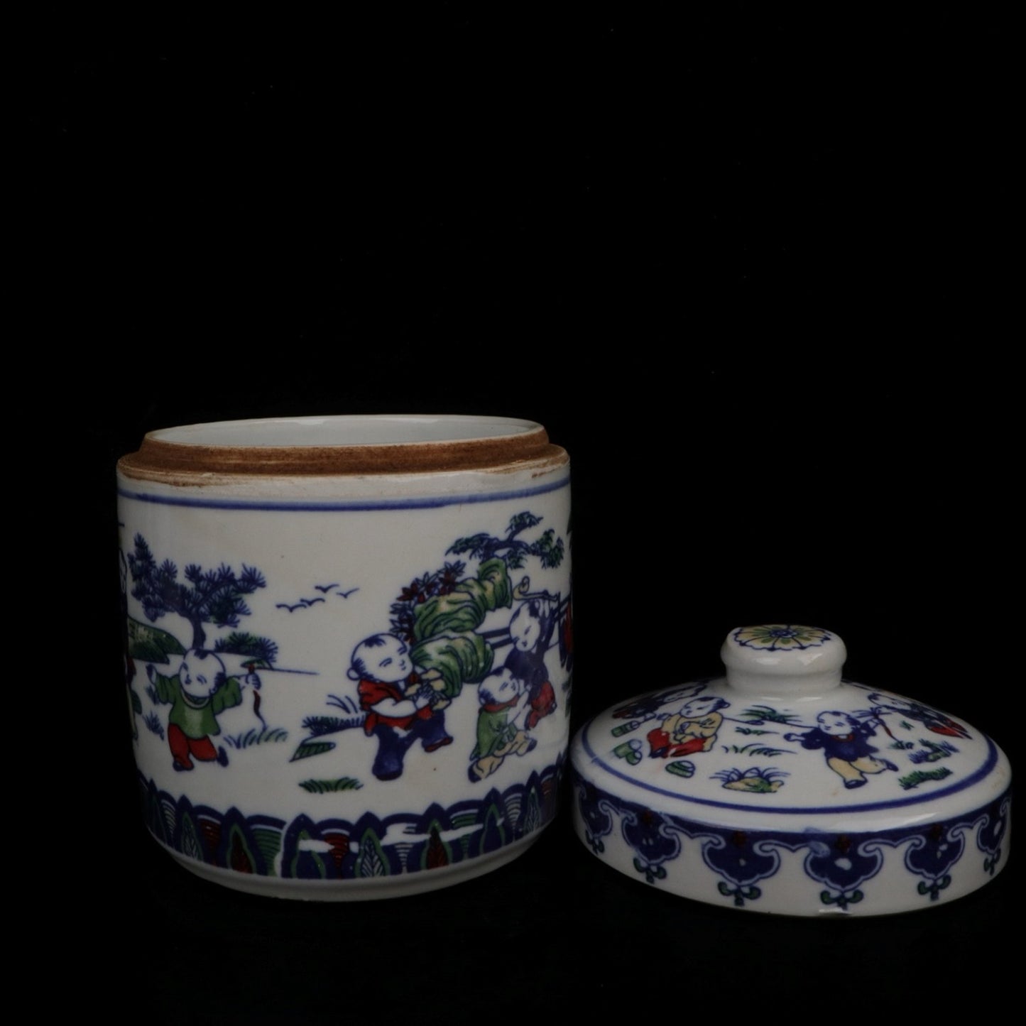 Colorful character stories with lidded jars