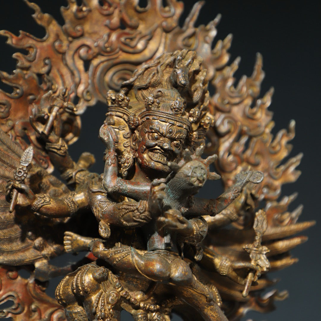 Chinese antique pure copper [Horse Head Vajra] Buddha statue