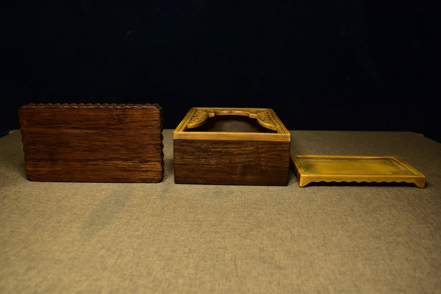 Black sandalwood inlaid carved bamboo spring Buddha niche