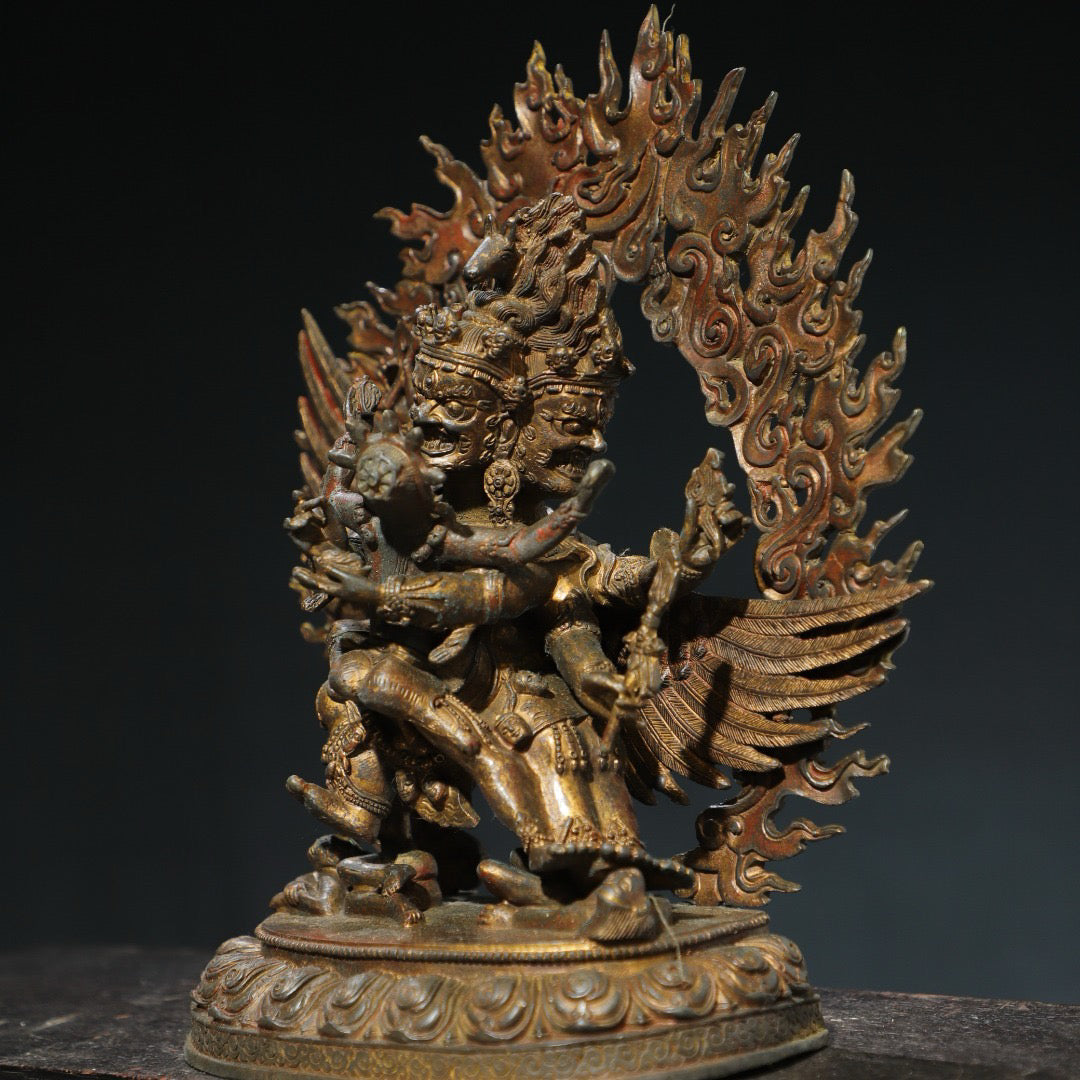 Chinese antique pure copper [Horse Head Vajra] Buddha statue