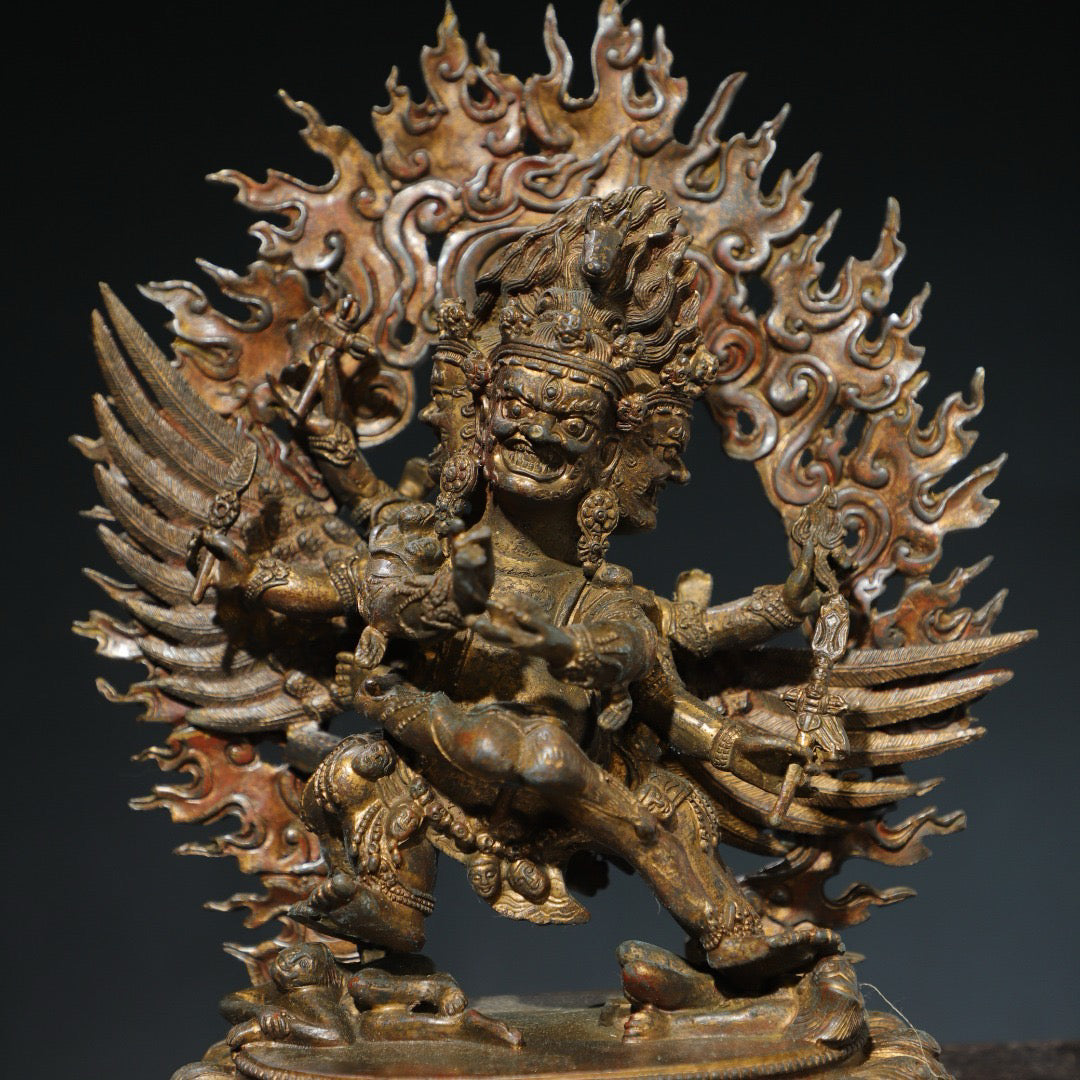 Chinese antique pure copper [Horse Head Vajra] Buddha statue