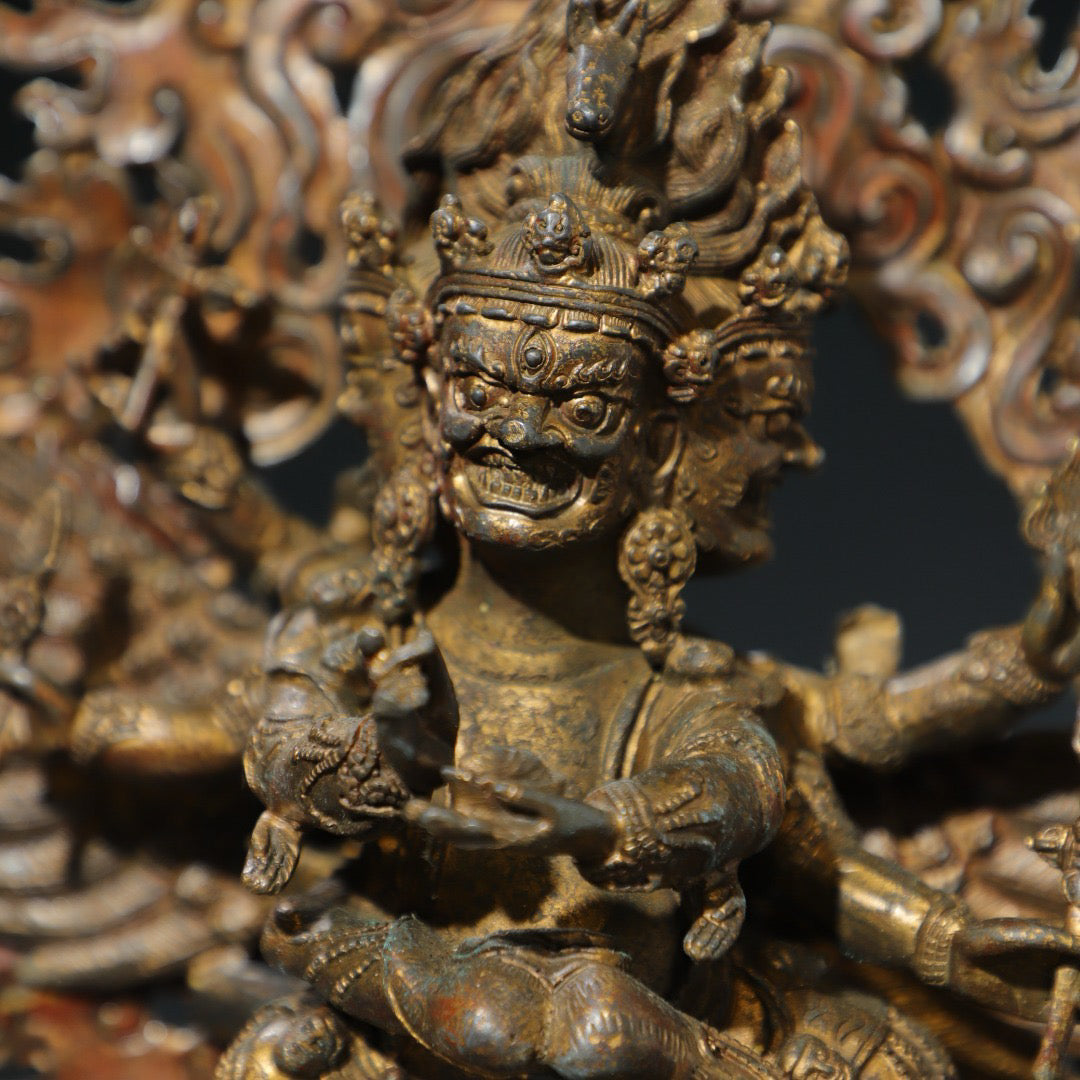 Chinese antique pure copper [Horse Head Vajra] Buddha statue