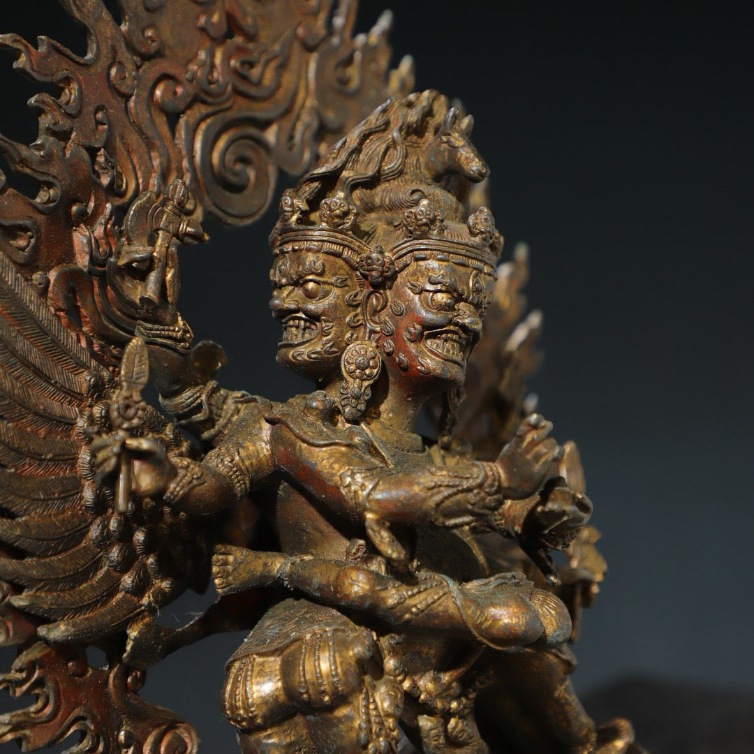 Chinese antique pure copper [Horse Head Vajra] Buddha statue