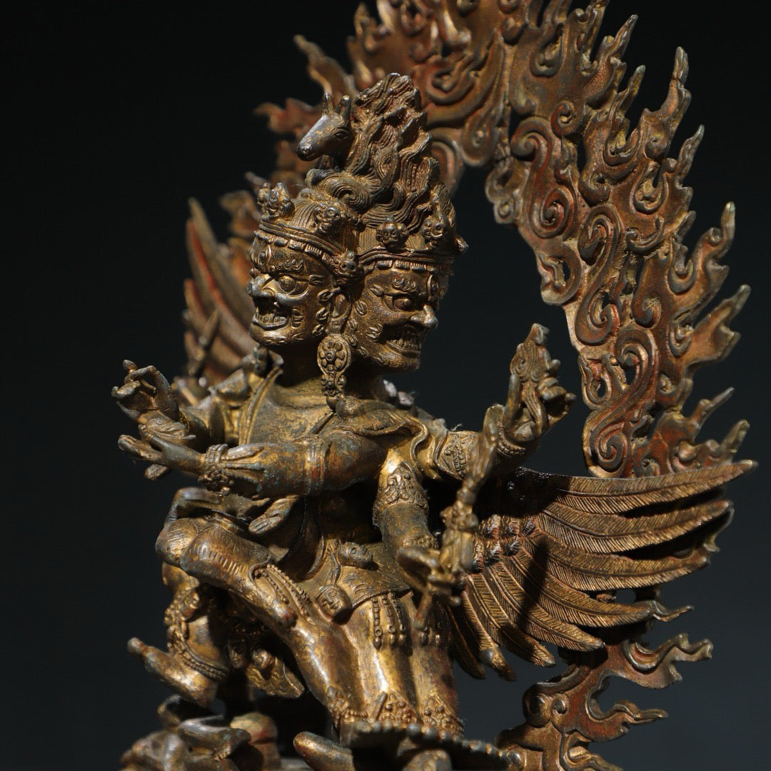 Chinese antique pure copper [Horse Head Vajra] Buddha statue