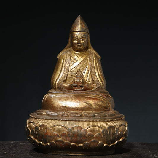 Chinese antique pure copper Buddha statue of Da Le Lian Shi