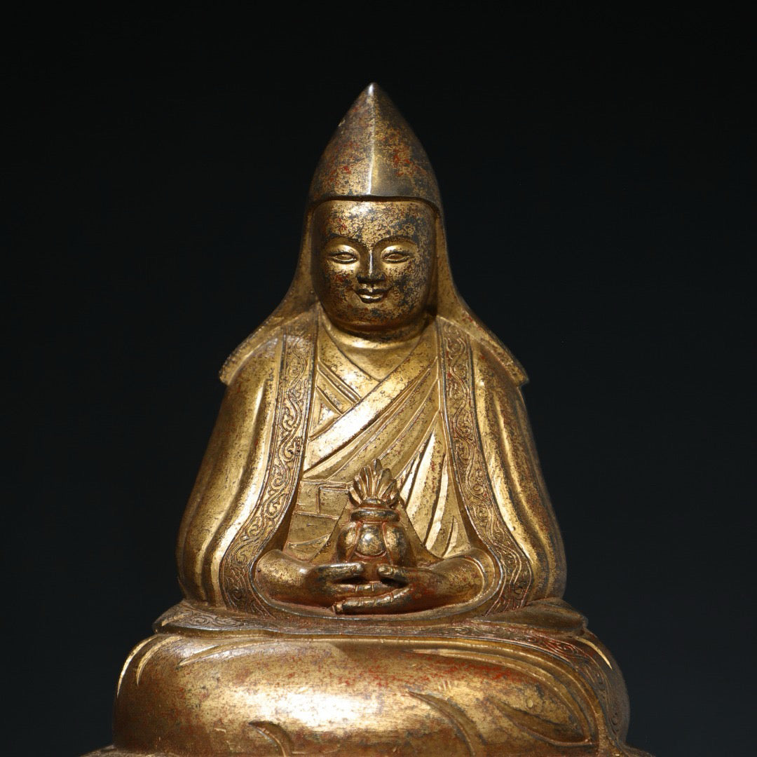 Chinese antique pure copper Buddha statue of Da Le Lian Shi