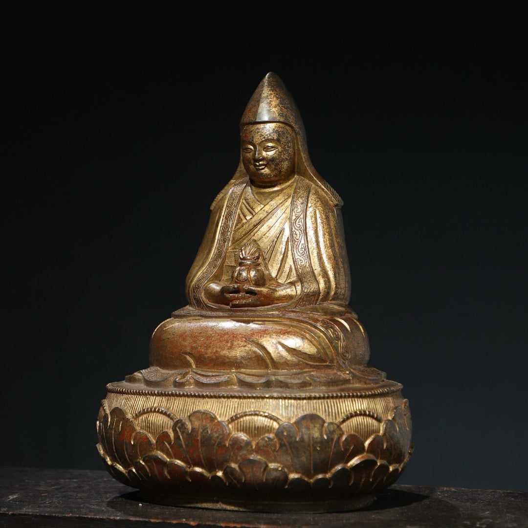 Chinese antique pure copper Buddha statue of Da Le Lian Shi