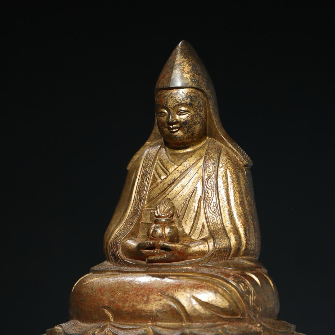 Chinese antique pure copper Buddha statue of Da Le Lian Shi