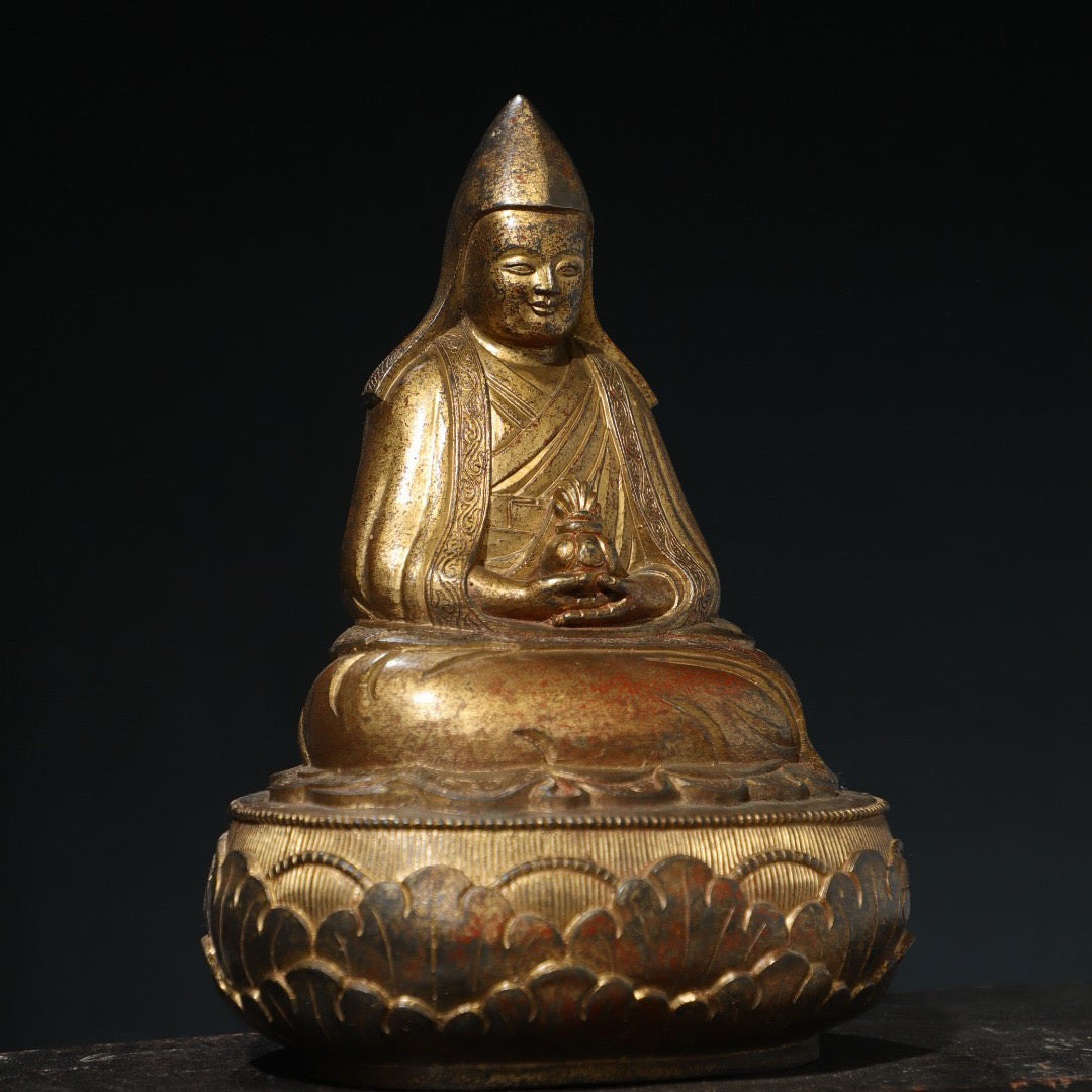 Chinese antique pure copper Buddha statue of Da Le Lian Shi