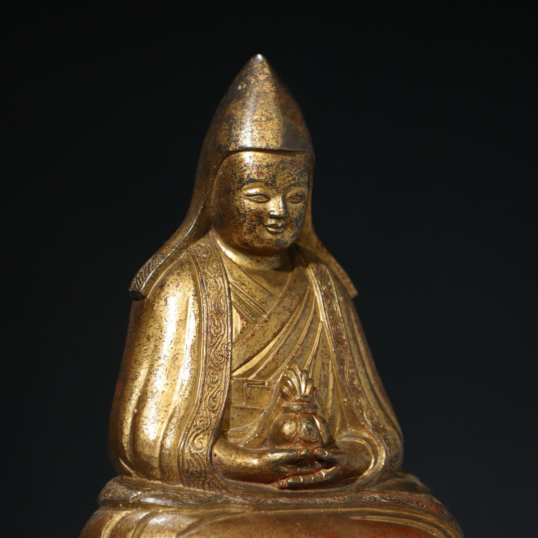 Chinese antique pure copper Buddha statue of Da Le Lian Shi
