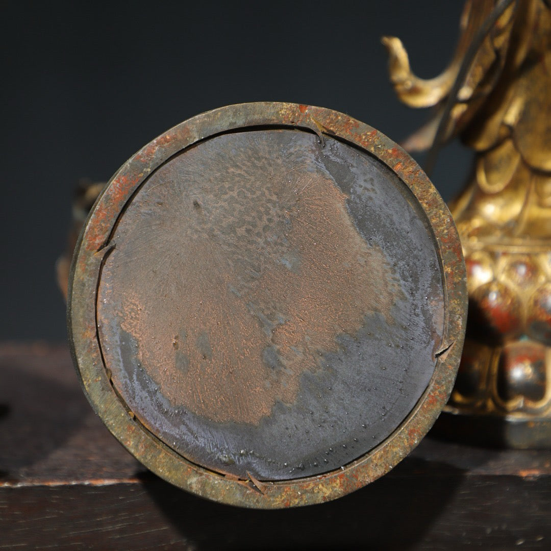 A set of Chinese antique pure copper Buddha statues of the Three Saints of the West