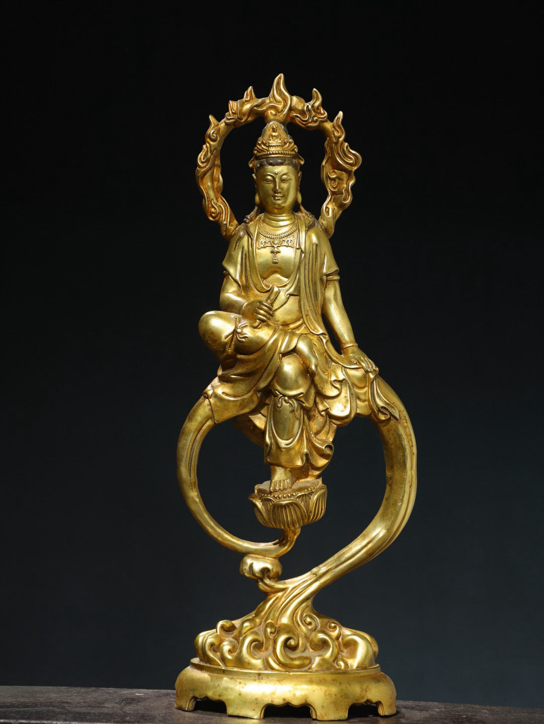 Bronze gilded Guanyin Buddha statue