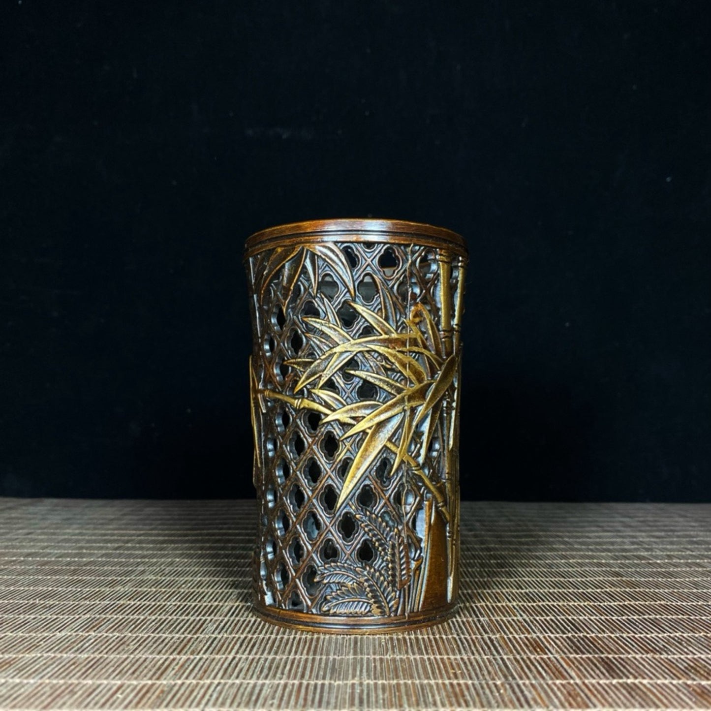 Pure copper gilded bamboo hollow pen holder