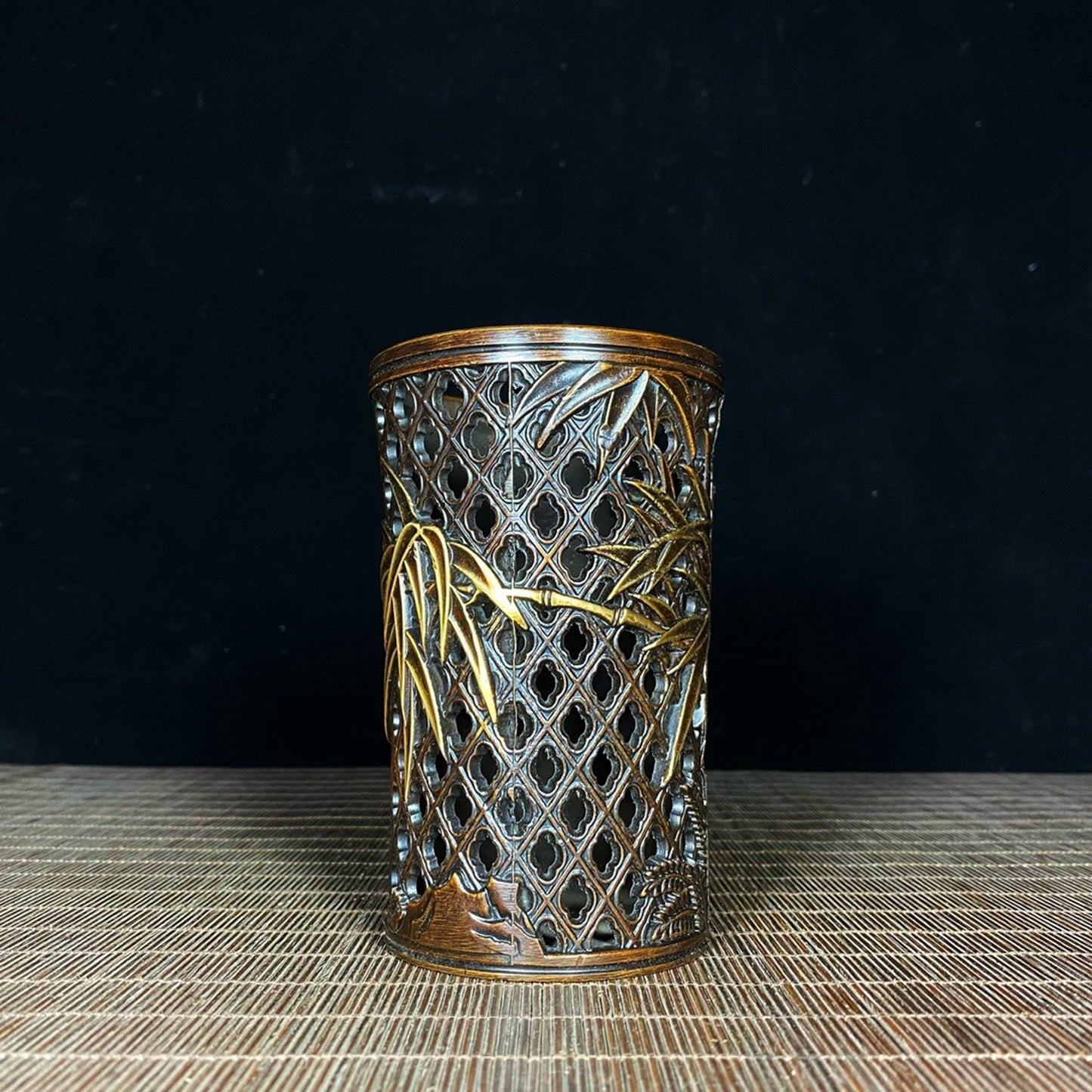 Pure copper gilded bamboo hollow pen holder