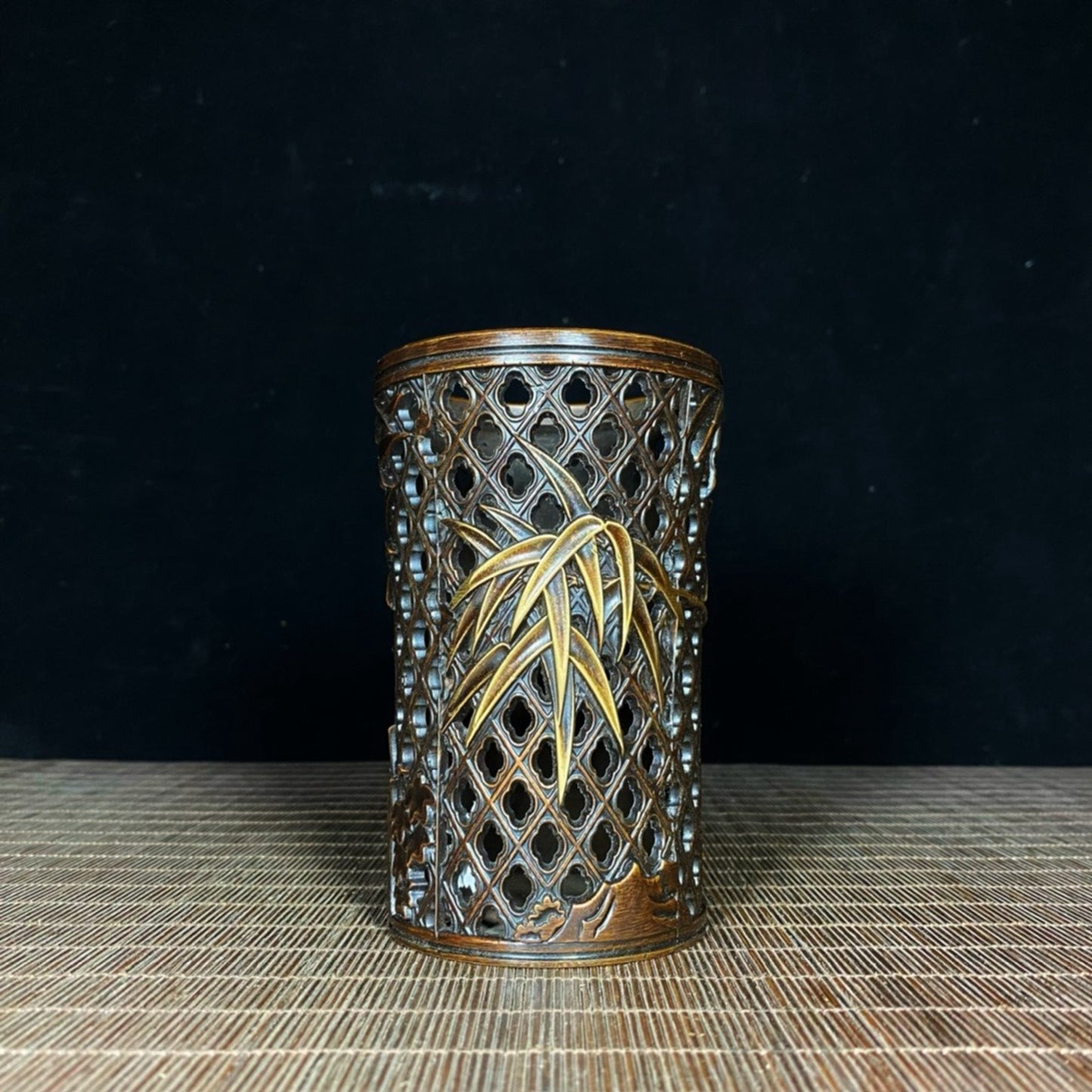 Pure copper gilded bamboo hollow pen holder