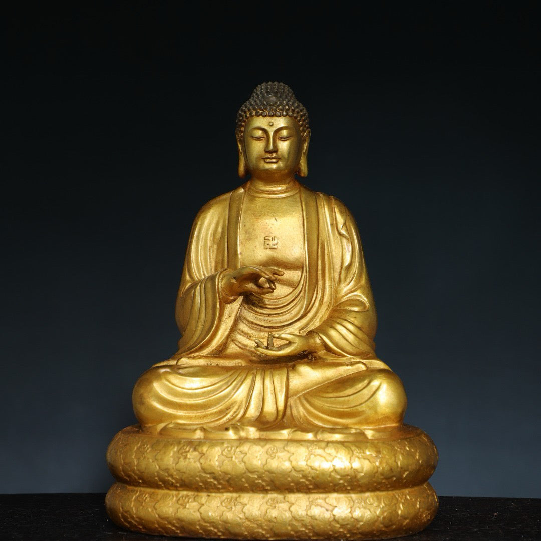 Chinese antique pure copper statue of Shakyamuni Buddha