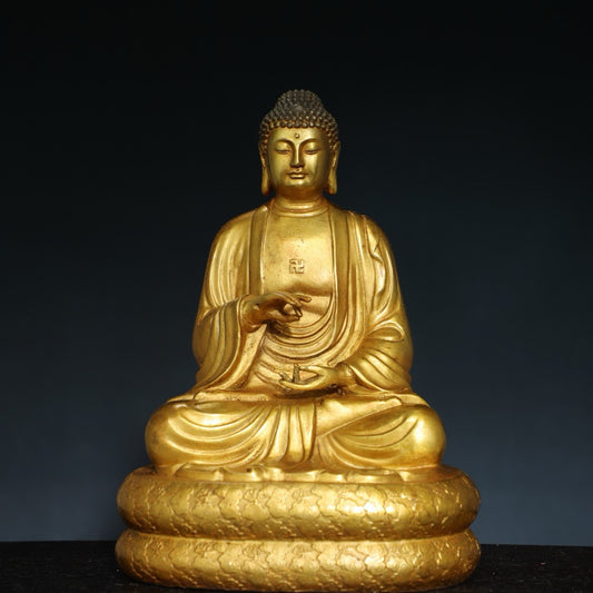 Chinese antique pure copper statue of Shakyamuni Buddha