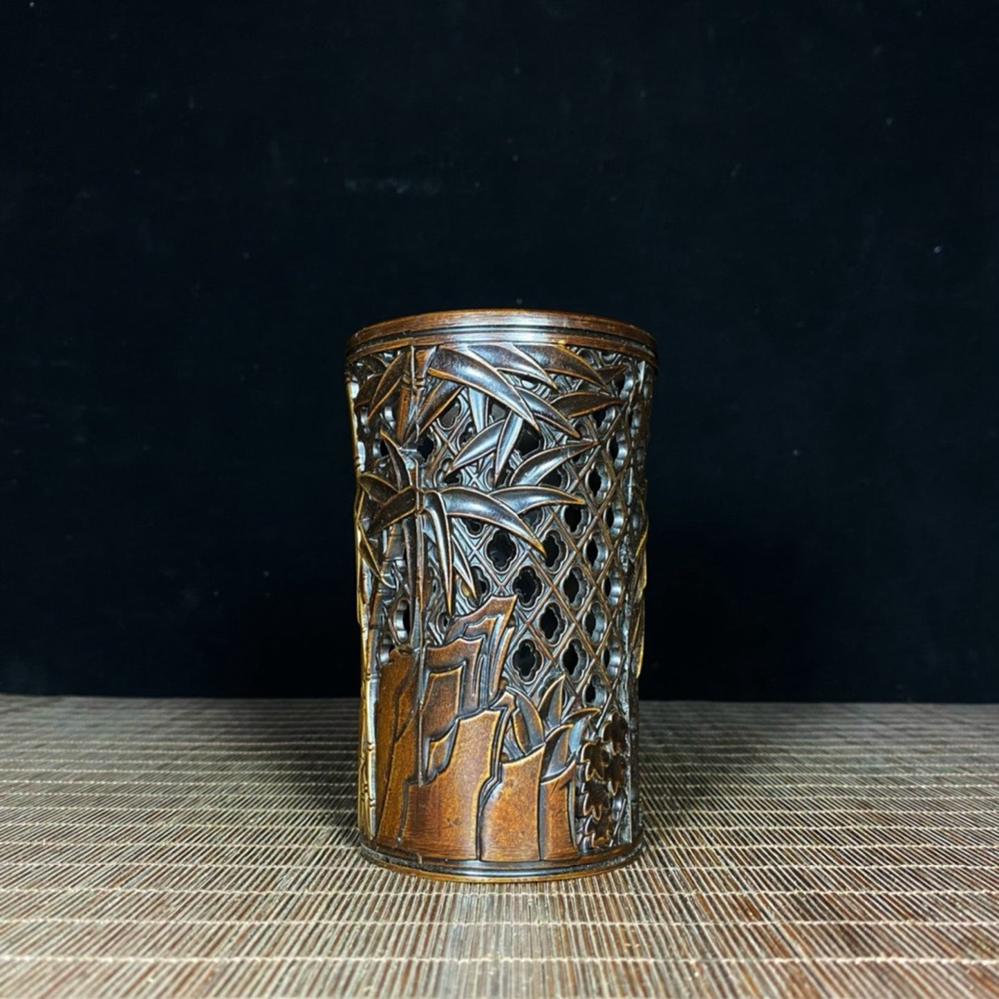 Pure copper gilded bamboo hollow pen holder