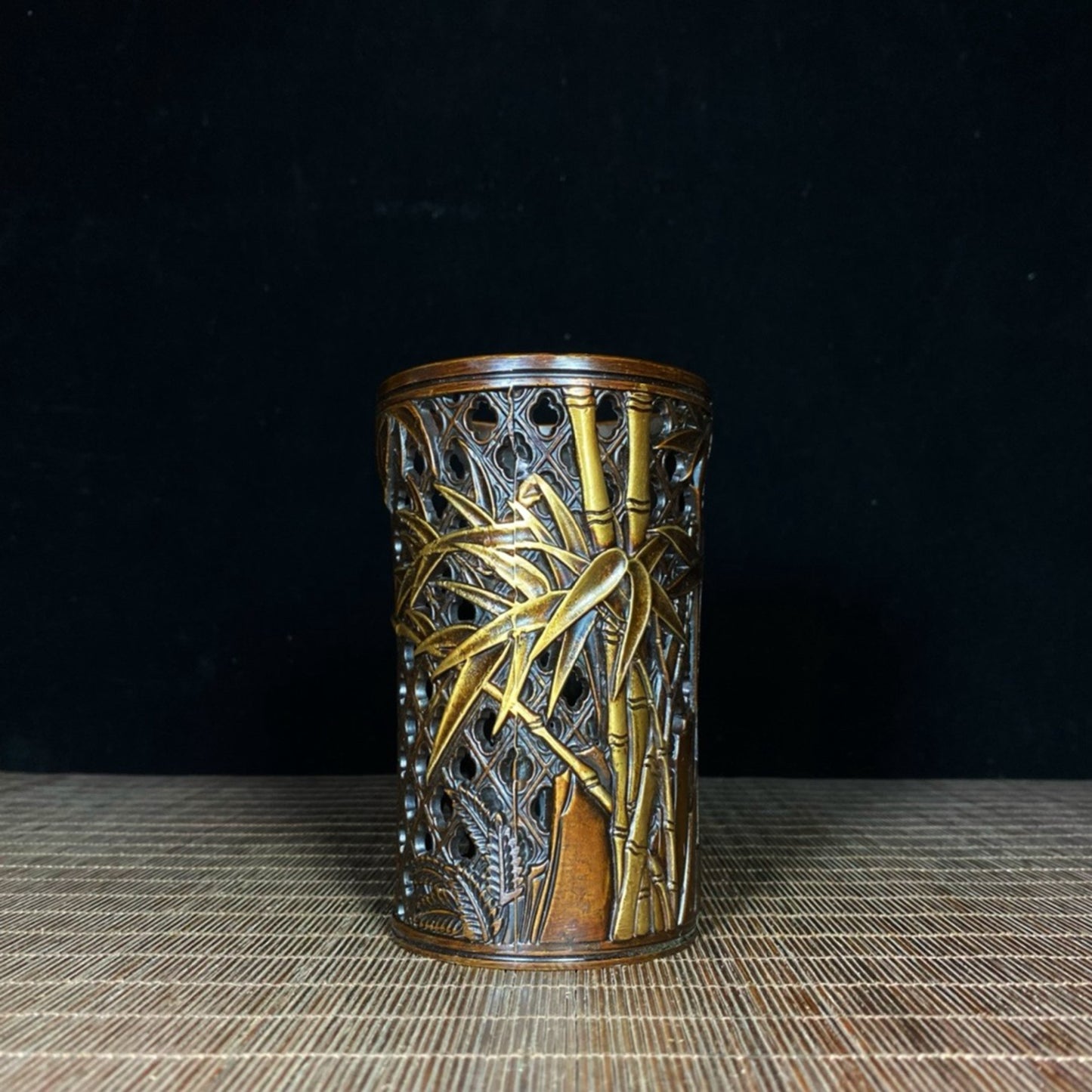 Pure copper gilded bamboo hollow pen holder