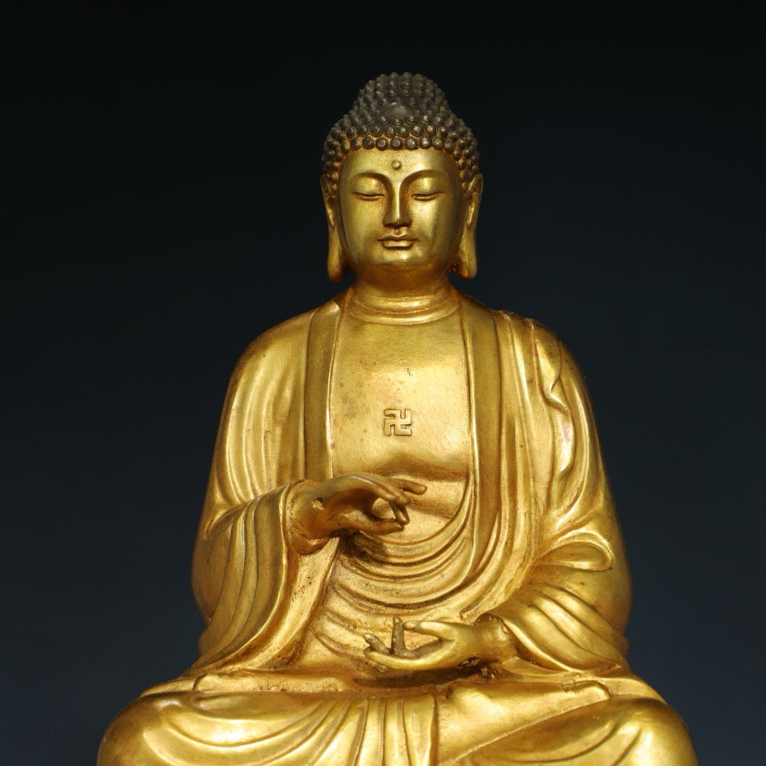 Chinese antique pure copper statue of Shakyamuni Buddha