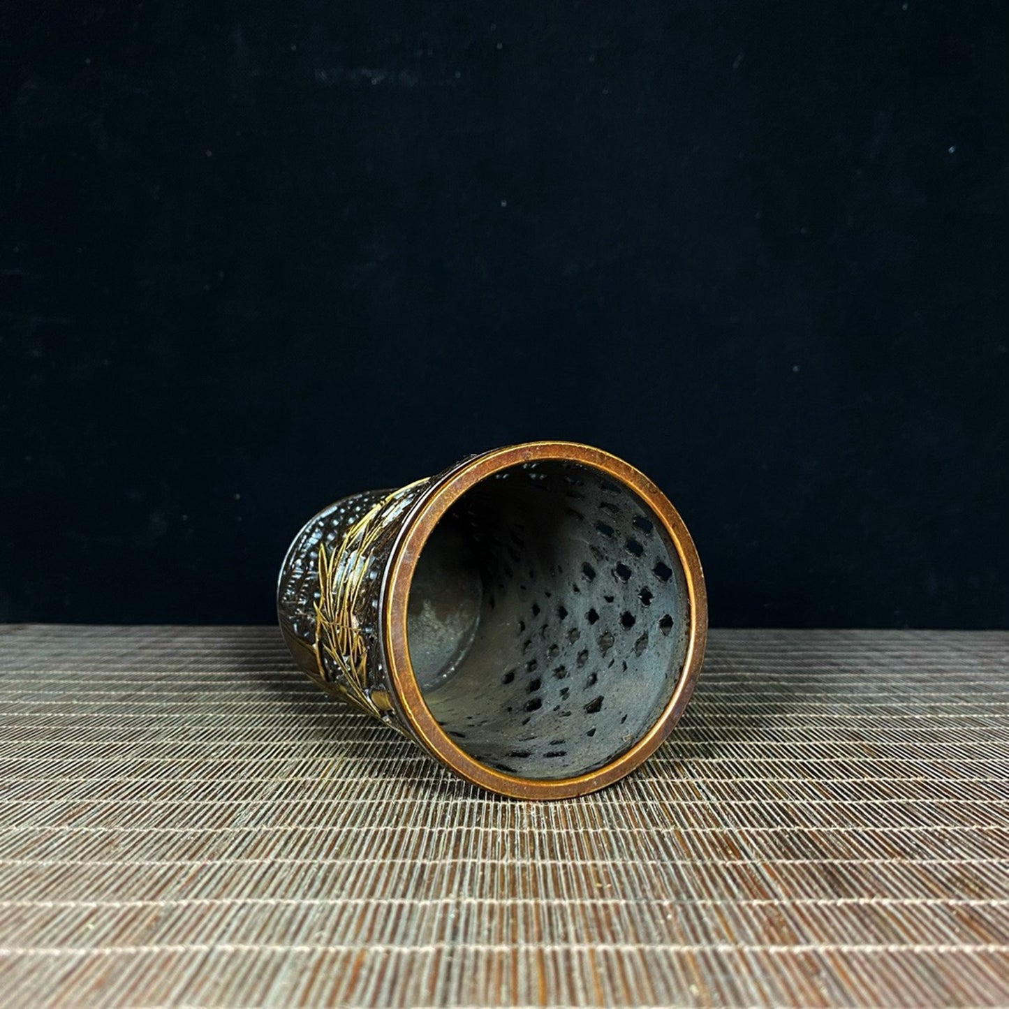 Pure copper gilded bamboo hollow pen holder