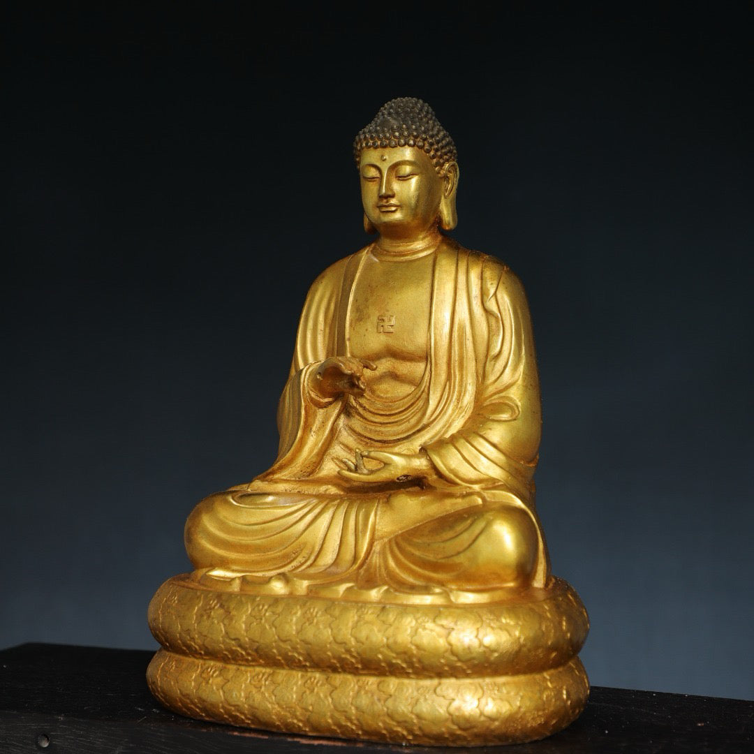 Chinese antique pure copper statue of Shakyamuni Buddha