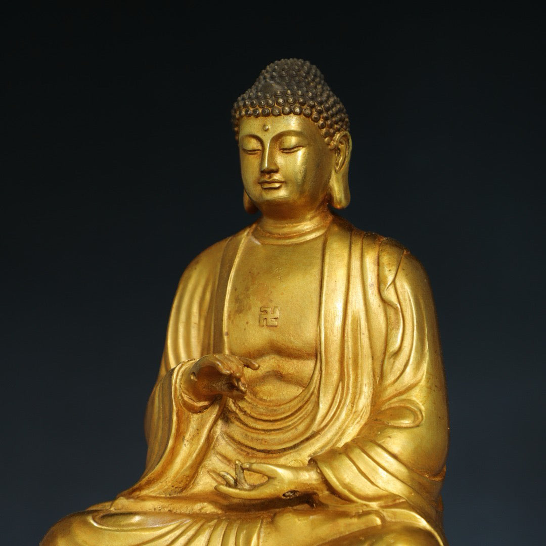 Chinese antique pure copper statue of Shakyamuni Buddha