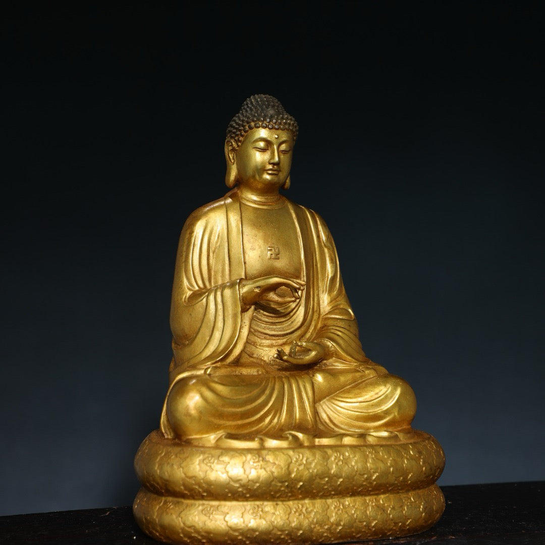 Chinese antique pure copper statue of Shakyamuni Buddha