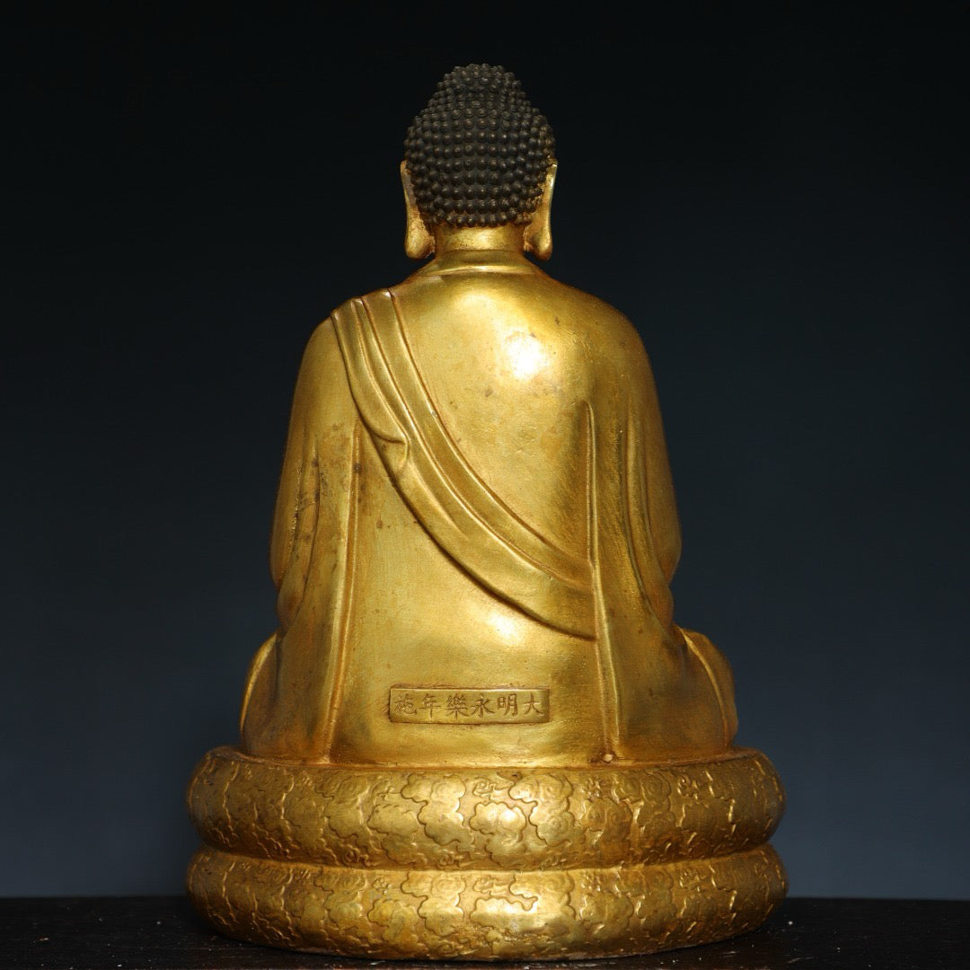 Chinese antique pure copper statue of Shakyamuni Buddha