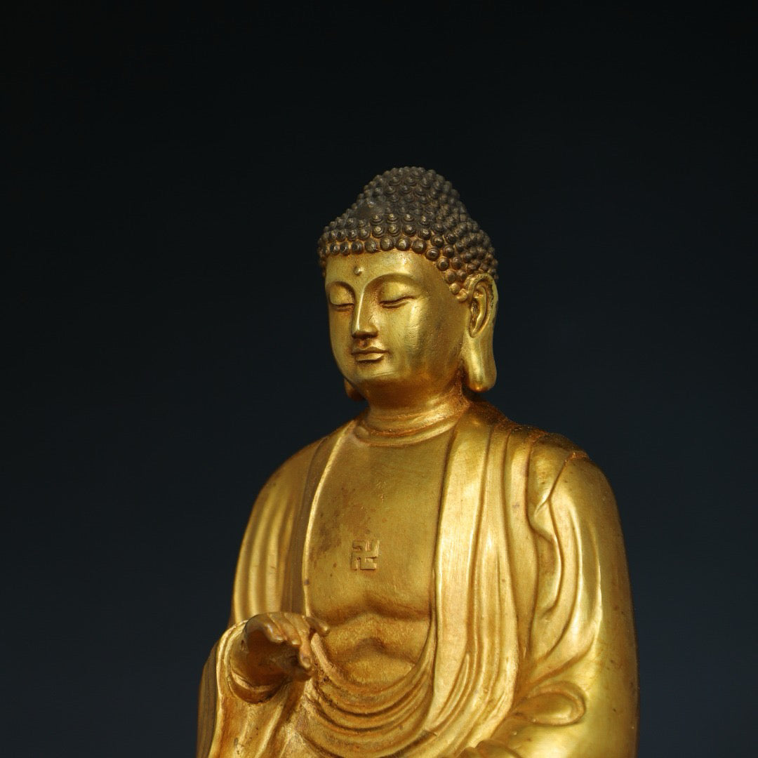 Chinese antique pure copper statue of Shakyamuni Buddha