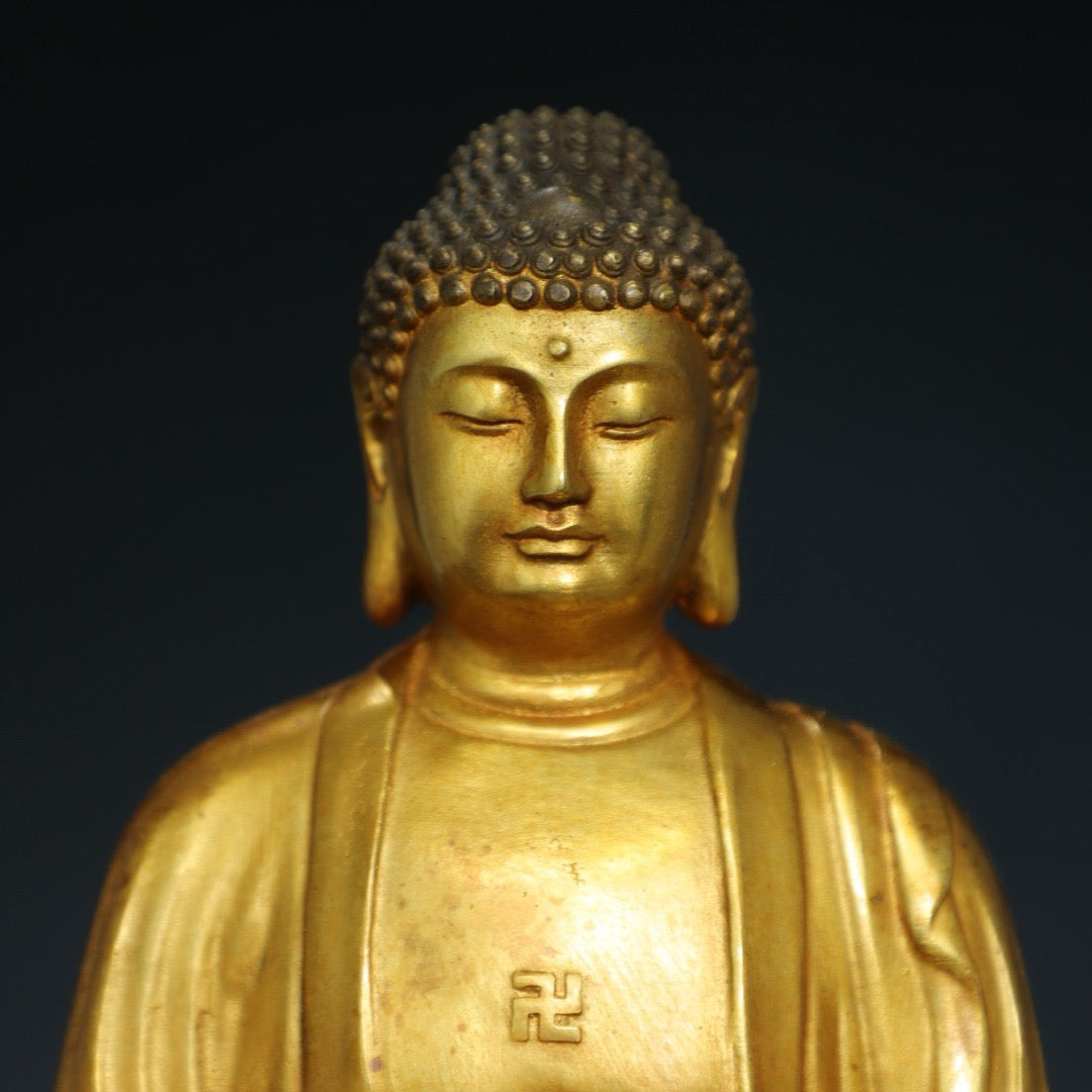 Chinese antique pure copper statue of Shakyamuni Buddha