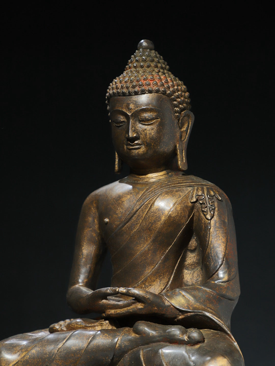 Chinese antique pure copper statue of Shakyamuni Buddha