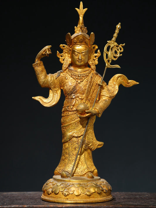 Bronze gilded Buddhist statue of the Lotus Life Great Master