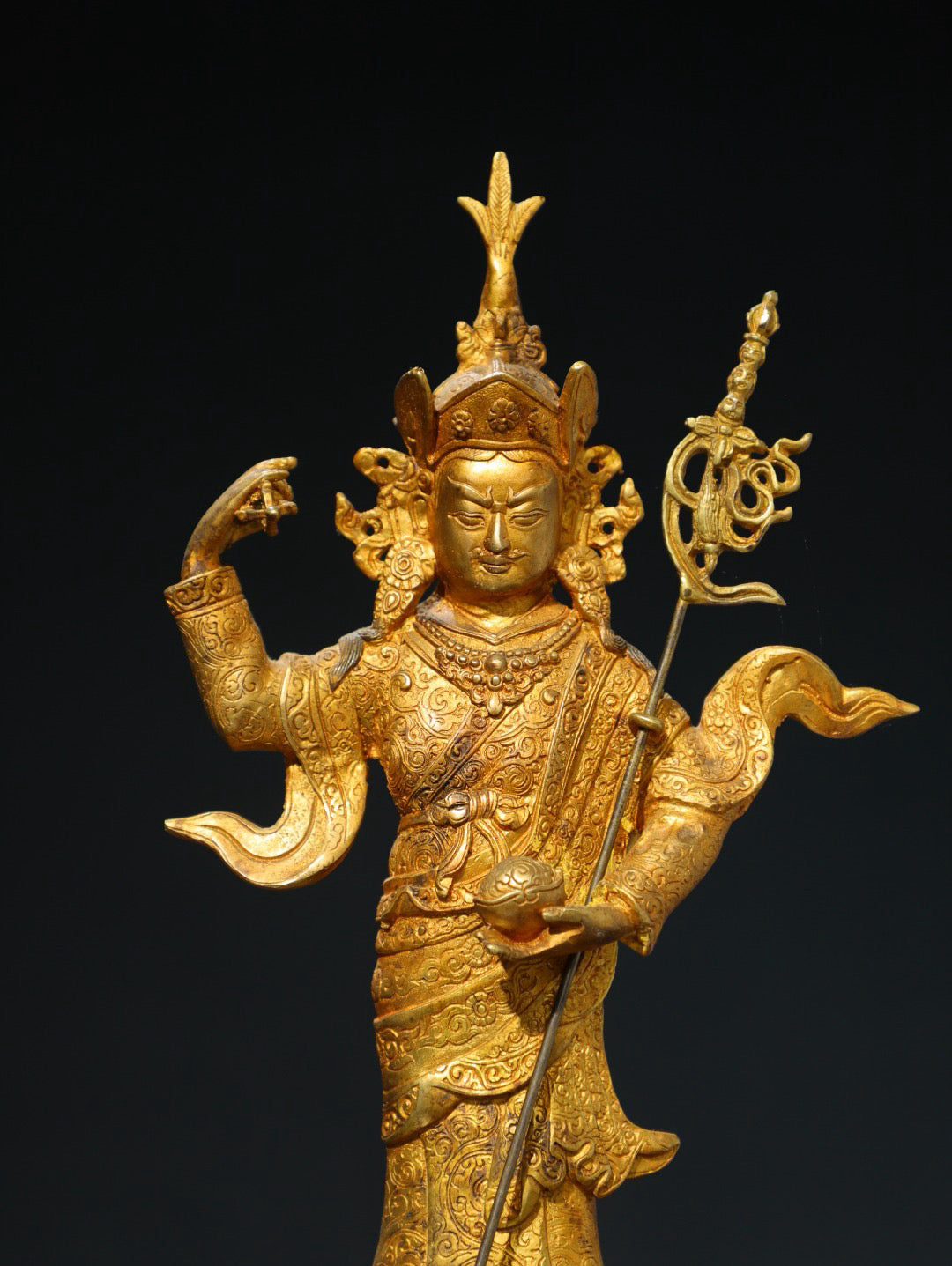 Bronze gilded Buddhist statue of the Lotus Life Great Master