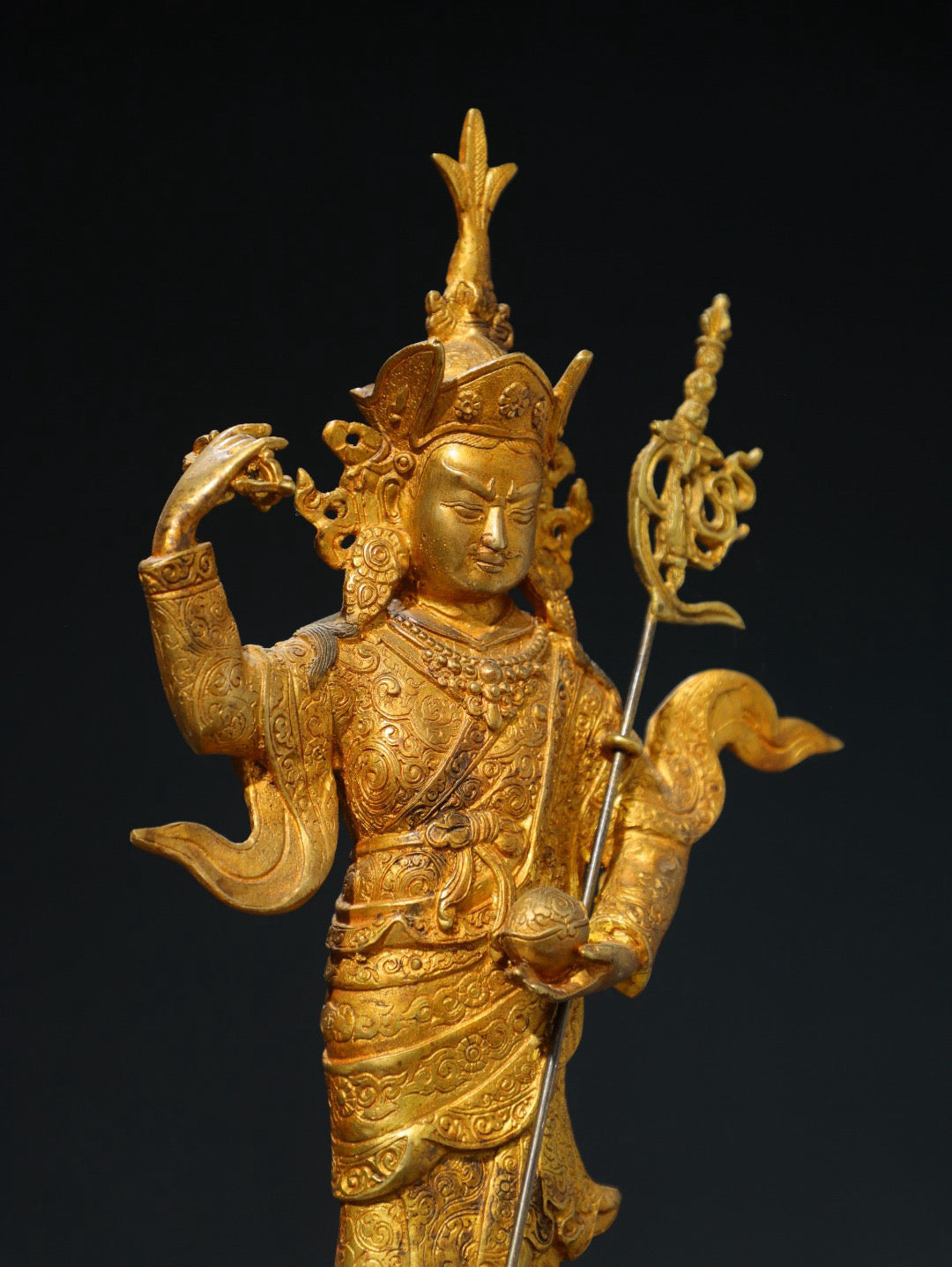 Bronze gilded Buddhist statue of the Lotus Life Great Master