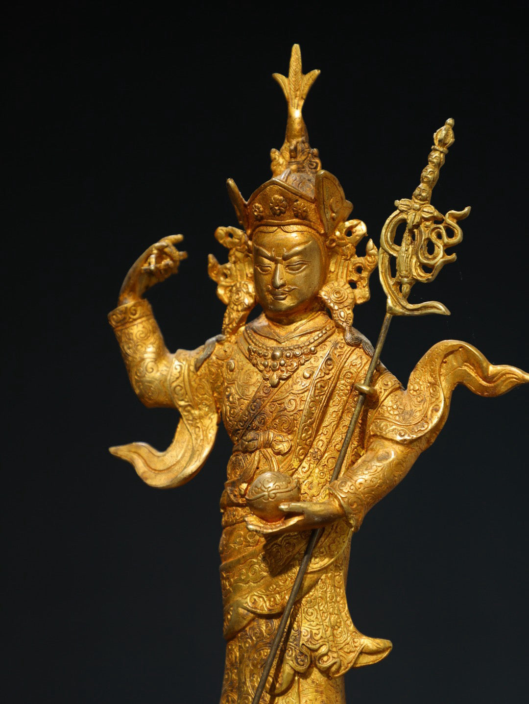 Bronze gilded Buddhist statue of the Lotus Life Great Master