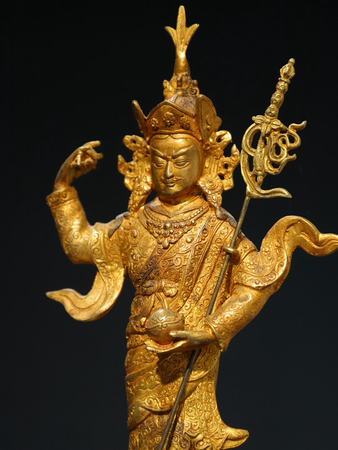 Bronze gilded Buddhist statue of the Lotus Life Great Master