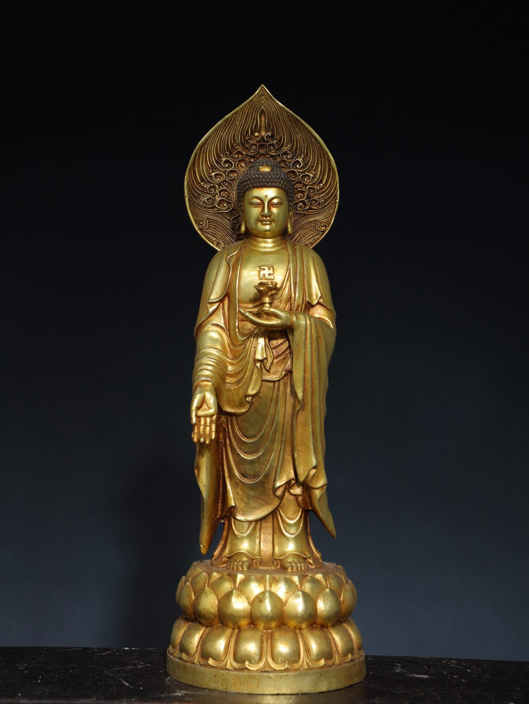 Chinese antique pure copper statue of Amitabha Buddha