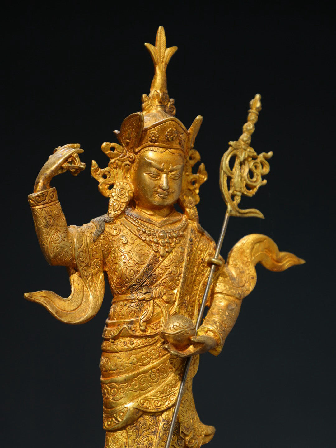 Bronze gilded Buddhist statue of the Lotus Life Great Master