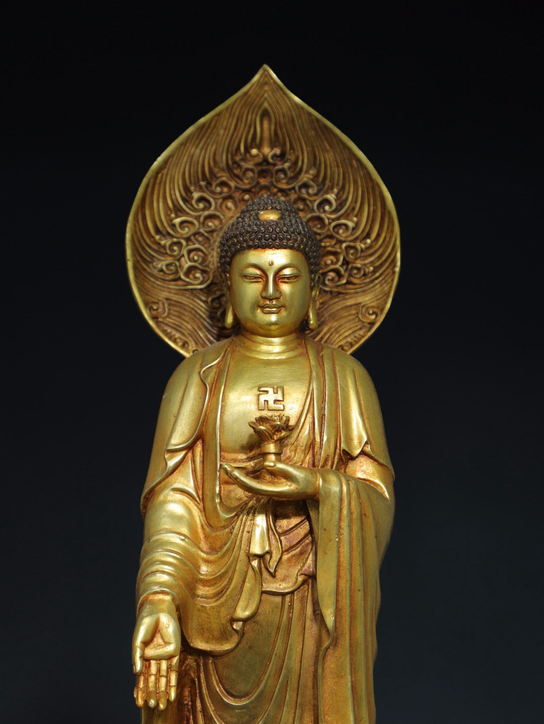 Chinese antique pure copper statue of Amitabha Buddha