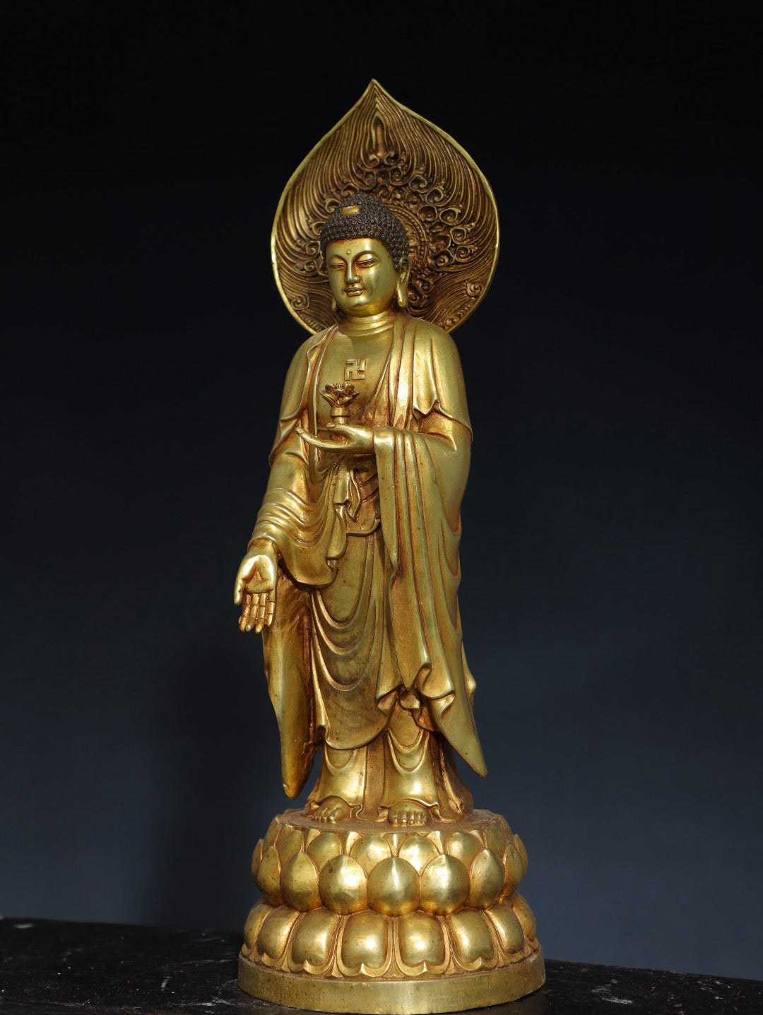 Chinese antique pure copper statue of Amitabha Buddha